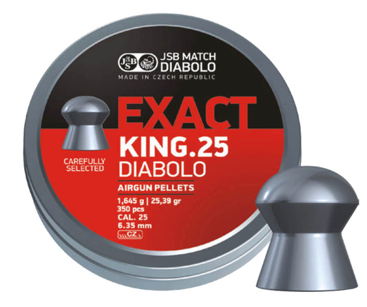 JSB EXACT KING DIABOLO .25 CALIBER 25.39GR PELLETS 546298-350