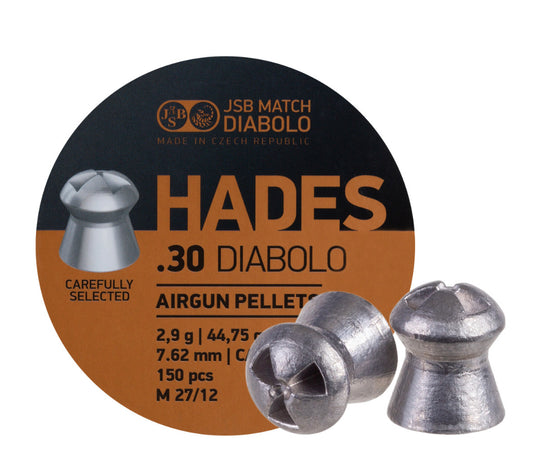 JSB HADES DIABOLO .30 CALIBER 44.75GR PELLETS 546293-150