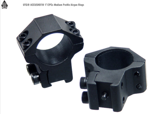 UTG ACCUSHOT 1” / 2PCs MEDIUM PROFILE 11MM DOVETAIL RINGS - RGPM-25M4