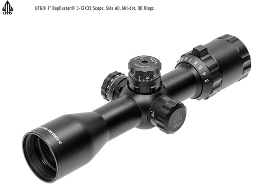 UTG® BUG BUSTER® 3-12X32, 1" SCOPE, SIDE AO, MIL-DOT, QD RINGS