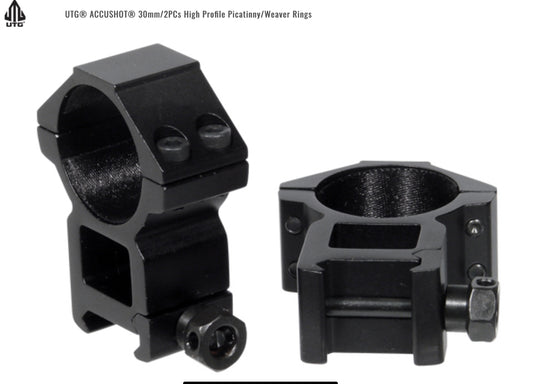 UTG® 30MM PICATINNY SCOPE RINGS WITH HEX THUMB NUT, HIGH PROFILE - RGWM-30H4