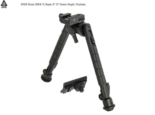 UTG RECON 360 TL BIPOD, 8”-12” CENTER HEIGHT, PICATINNY