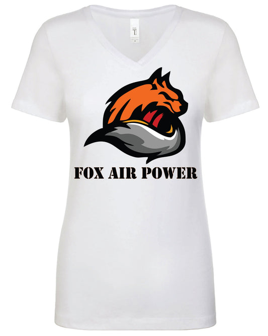 FOX AIR POWER WOMANS V NECK, BLACK, WHITE & HOT PINK