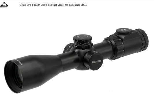 UTG OP3 4-16X44 30MM COMPACT SCOPE, AO, IE, GLASS UMOA OP3-GM4164UMOA