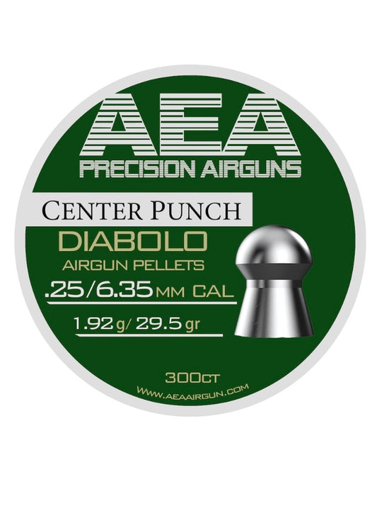 AEA CENTER PUNCH DIABOLO .25 CALIBER, 29.5GR AIRGUN PELLETS 300CT - Please note that all ammo sales are final.