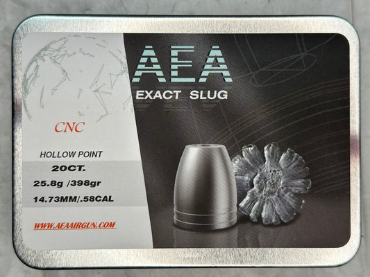 AEA .58 CAL, 398GR CNC HOLLOWPOINT SLUGS - Please note that all sales of ammo are final.