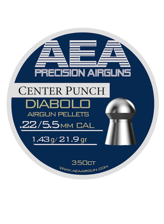 AEA CENTER PUNCH DIABOLO .22 CALIBER, 21.9GR AIRGUN PELLETS 350CT - Please note that all ammo sales are final.