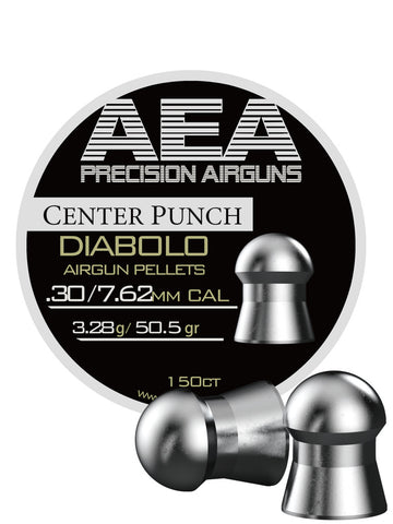 AEA CENTER PUNCH DIABOLO .30 CALIBER, 50.5GR AIRGUN PELLETS 150CT - Please note that all ammo sales are final.