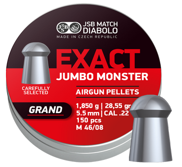 JSB EXACT JUMBO MONSTER (GRAND) .22 CALIBER 28.55GR PELLETS 546488-150