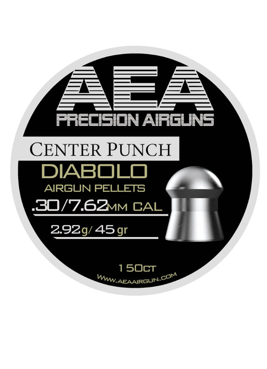 AEA CENTER PUNCH DIABOLO .30 CALIBER, 45GR AIRGUN PELLETS 150CT - Please note that all ammo sales are final.