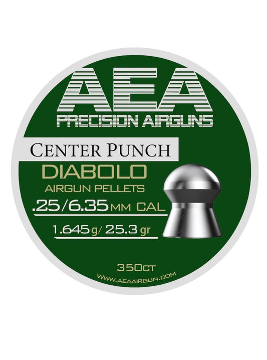 AEA CENTER PUNCH DIABOLO .25 CALIBER, 25.3GR AIRGUN PELLETS 350CT - Please note that all ammo sales are final.