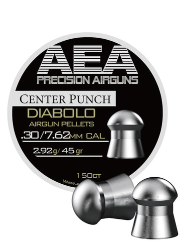 AEA CENTER PUNCH DIABOLO .30 CALIBER, 45GR AIRGUN PELLETS 150CT - Please note that all ammo sales are final.