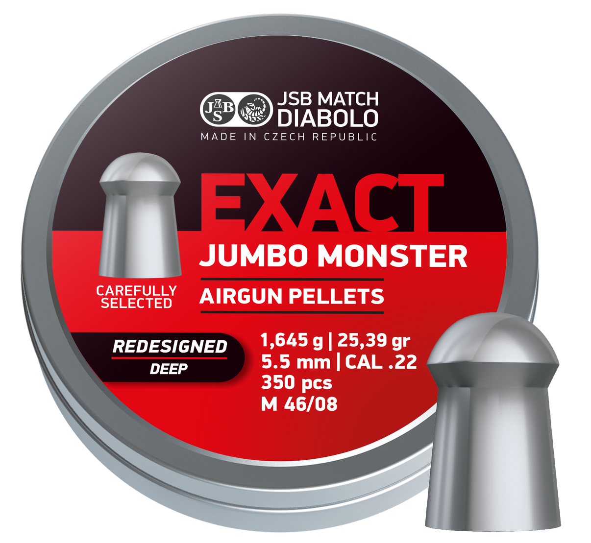 JSB EXACT JUMBO MONSTER (REDESIGNED DEEP) .22 CALIBER 25.39GR PELLETS