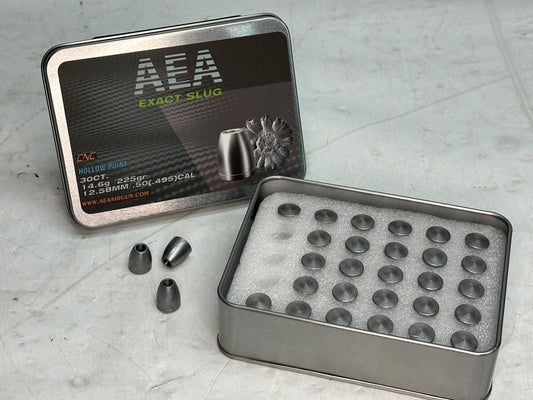 AEA .50 CAL, 225GR CNC HOLLOWPOINT SLUGS - Please note that all ammo sales are final.
