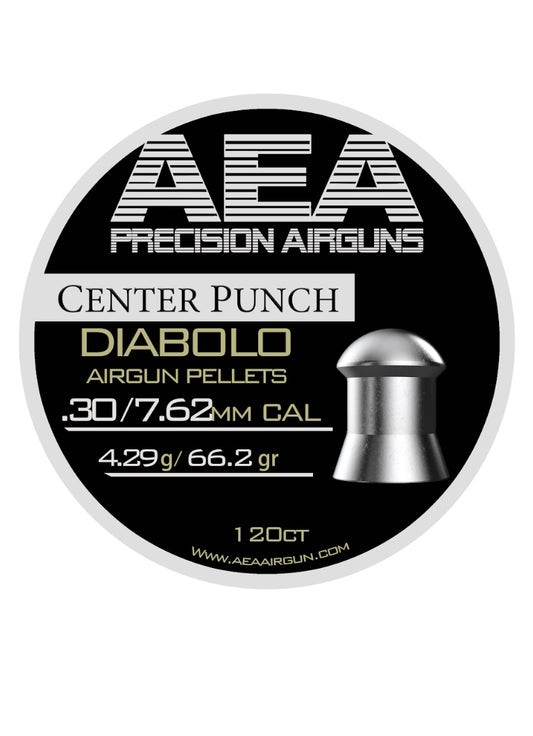 AEA CENTER PUNCH DIABOLO .30 CALIBER, 66.2GR AIRGUN PELLETS 120CT - Please note that all ammo sales are final.