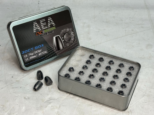 AEA .457 CAL, 243GR CNC HOLLOWPOINT SLUGS - Please note that all ammo sales are final.