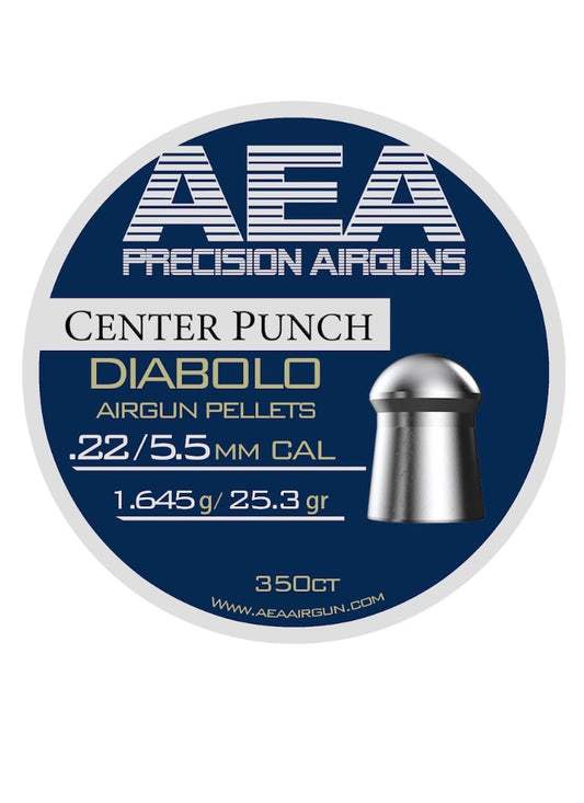 AEA CENTER PUNCH DIABOLO .22 CALIBER, 25.3GR AIRGUN PELLETS 350CT - Please note that all ammo sales are final.