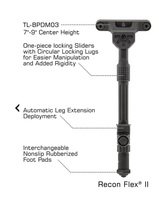 UTG® Recon Flex® II Bipod, 7"-9" Center Height, M-LOK®