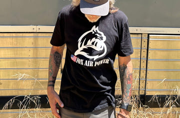 FOX AIR POWER AMERICAN FLAG LOGO SHORT SLEEVE T-SHIRT BLACK