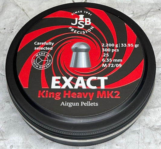JSB EXACT KING HEAVY MK2 .25 CALIBER 33.95GR PELLETS
