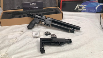AEA HP SS SEMI-AUTO AIR PISTOL .22, .25 & .30 WITH TAKEDOWN FOLDING STOCK