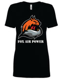 FOX AIR POWER WOMANS V NECK, BLACK, WHITE & HOT PINK