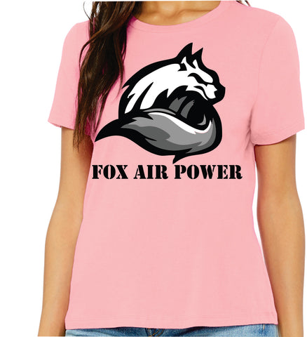 FOX AIR POWER WOMANS SHORT SLEEVE T-SHIRT, BLACK, WHITE, PASTEL & HOT PINK